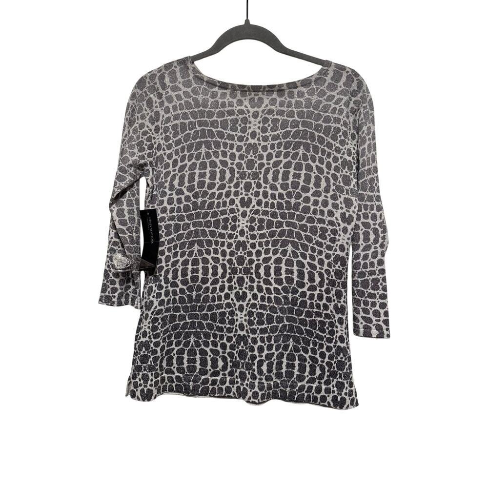 Jones New York Animal Print Metallic Knit Top S - Picture 8 of 8